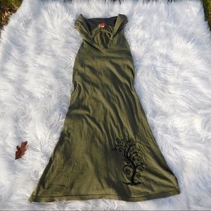 Green hoodie backless halter dress